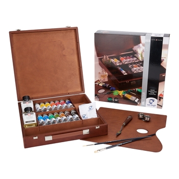 Van Gogh Oil Colour Wooden Box Set Expert 26 Colours + Accessories