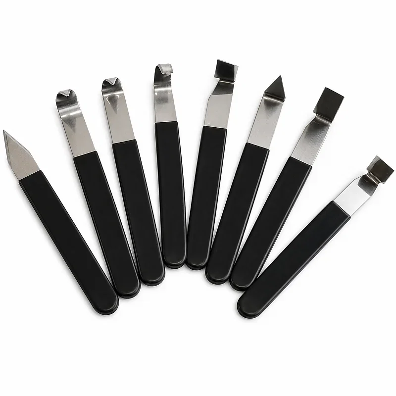 SET DE 8 HERRAMIENTAS EN ACERO INOX PARA TORNO