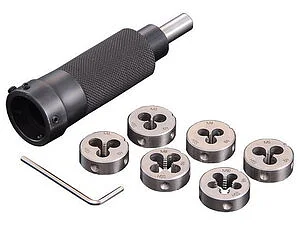 DIE HOLDER WITH DIES FOR M3 TO M10 MALE THREADS