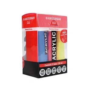 AMSTERDAM ACRYLIC SET STANDARD 5 X 120 ML WITH DISPENSERS