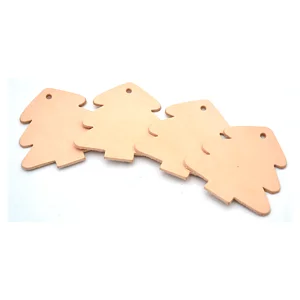 DIE-CUT LEATHER - CHRISTMAS TREES 70 X 65 MM - 4 PCS